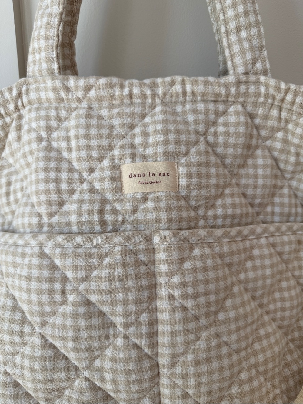 Dans Le Sac Beige Gingham Quilted Diaper Bag - Picture 2 of 5